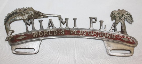 Miami Florida Figural License Plate Topper