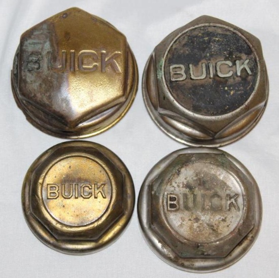 Group of 4 Brass Buick Threaded Hubcaps