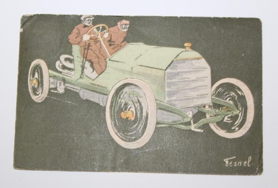 1909 Graphic Racecar Advertising Postcard France