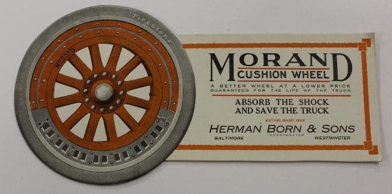 Graphic Firestone and Morand Wheel Advertising Postcard Herman Borne of Baltimore