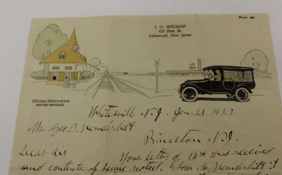 1922 Dodge Brothers Motor Car Co Graphic Letterhead and Envelope
