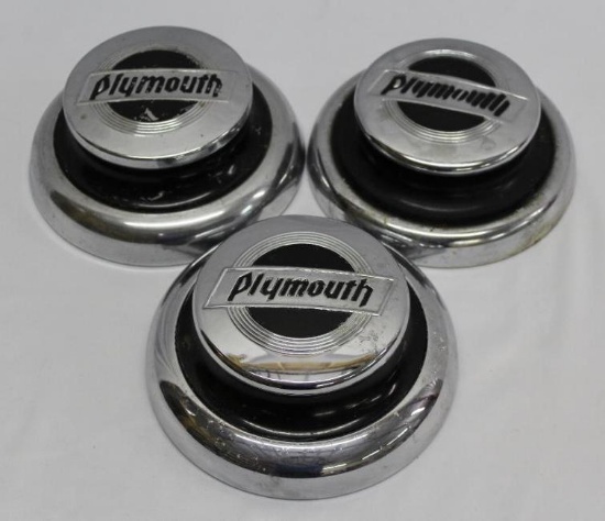 Group of 3 1920's-1930's Plymouth Motor Car Co Hubcaps