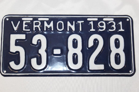 1931 Vermont License Plate 53-828