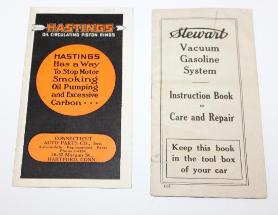 Group of 2 Auto Related Advertising Booklets Hastings and Stewart