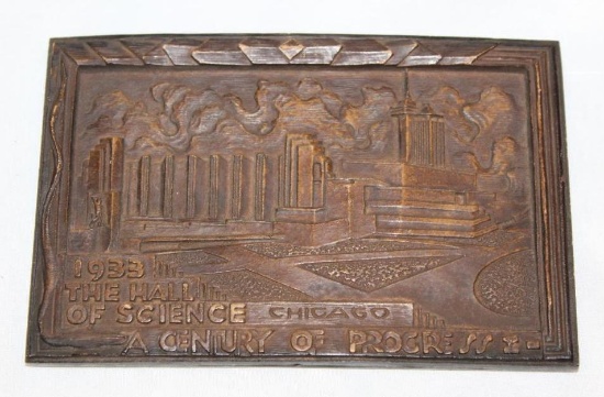 1933 Chicago Worlds Fair Century of Progress Figural Advertising Plaque