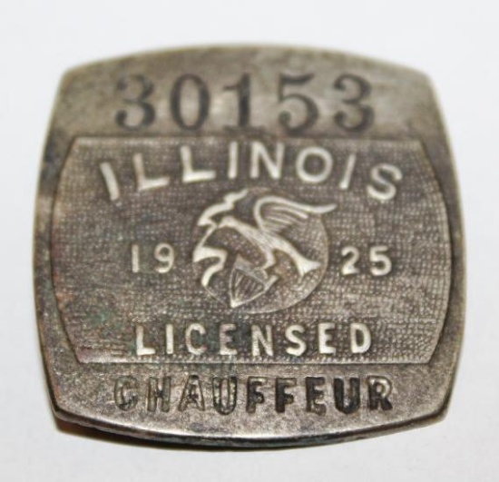 1925 Illinois Registered Chauffeur Pin Badge