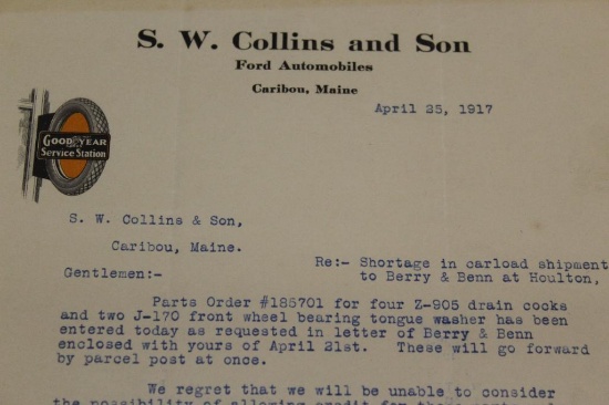 1917 & 1936 Graphic Goodyear Tires Advertising Letterhead