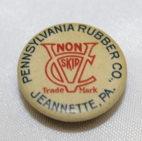 Pennsylvania Rubber Co Tires Advertising Celluloid Button