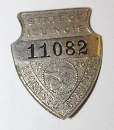 1926 Illinois Registered Chauffeur Pin Badge