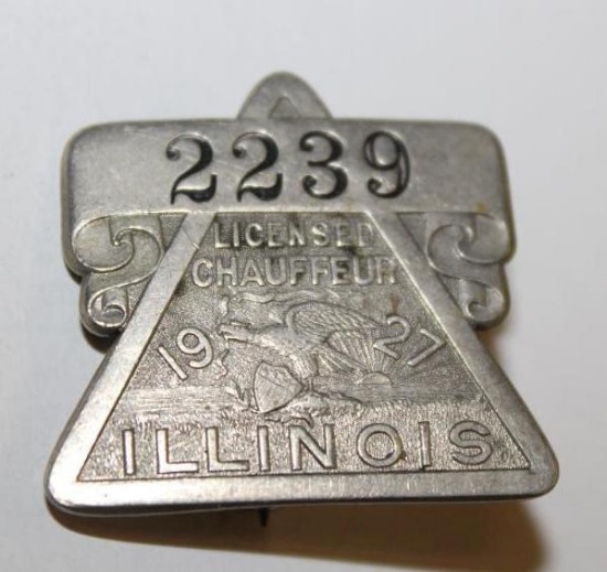 1927 Illinois Registered Chauffeur Pin Badge