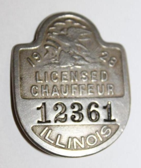 1928 Illinois Registered Chauffeur Pin Badge
