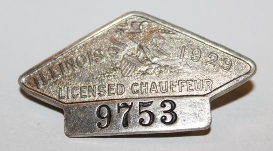 1929 Illinois Registered Chauffeur Pin Badge