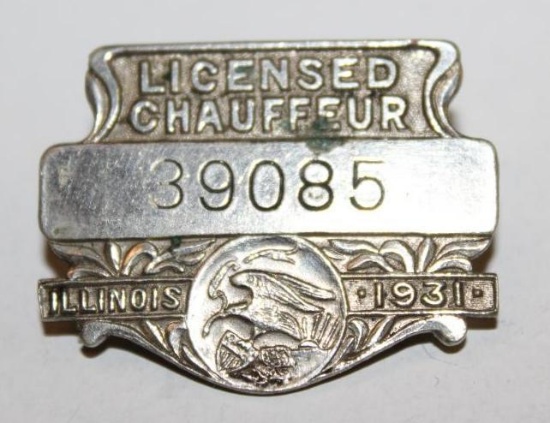1931 Illinois Registered Chauffeur Pin Badge