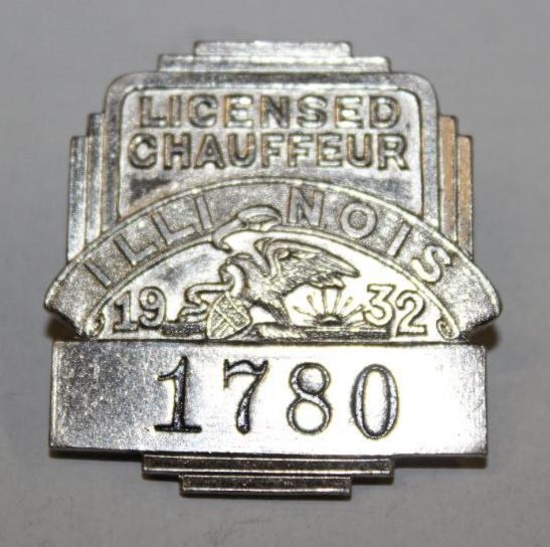 1932 Illinois Registered Chauffeur Pin Badge