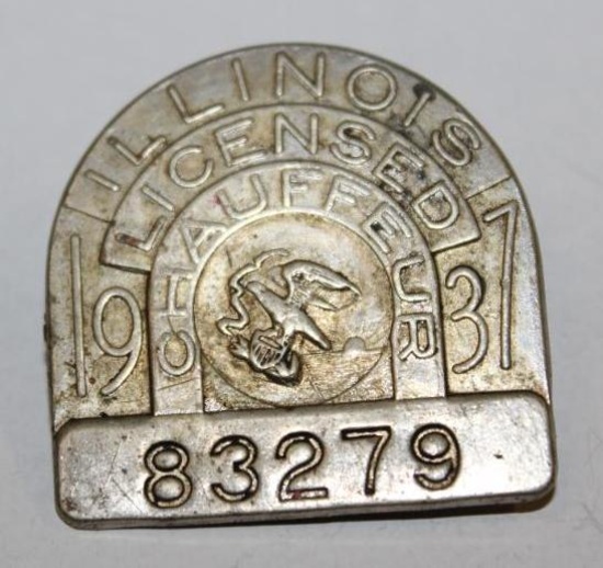 1937 Illinois Registered Chauffeur Pin Badge