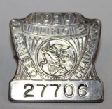 1939 Illinois Registered Chauffeur Pin Badge