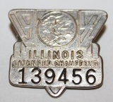 1941 Illinois Registered Chauffeur Pin Badge