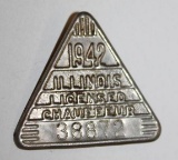 1942 Illinois Registered Chauffeur Pin Badge