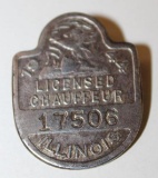 1944 Illinois Registered Chauffeur Pin Badge