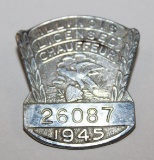 1945 Illinois Registered Chauffeur Pin Badge