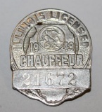1949 Illinois Registered Chauffeur Pin Badge