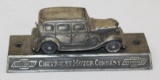 1930's Chevrolet Motor Car Co Figural Automobile Paperweight Award