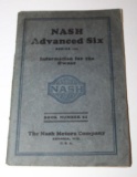 1925 Nash Advanced Six Series 161 Owners Manual Book