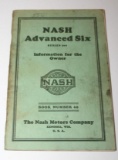 1928 Nash Advanced Six Owners Manual Book