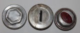 Group of 3 Automobile Threaded Hubcaps