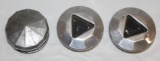 Group of 3 Automobile Threaded Hubcaps
