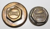 Group of 2 Brass Chandler Threaded Hubcaps