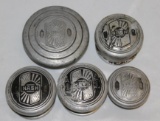 Group of 5 Nash Motor Car Co Threaded Hubcaps