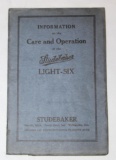1920's Studebaker Light-Six Operation Manual Brochure Book