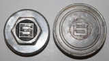 Group of 2 Studebaker Motor Car Co Threaded Hubcaps