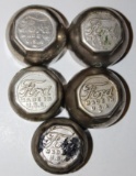 Group of 5 Ford Model T Motor Car Co Threaded Hubcaps