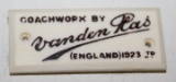 Vanden Plas Coachbuilder Bodytag Emblem Badge