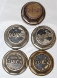Group of 5 Brass Buick Motor Car Co Threaded Hubcaps
