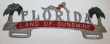 Florida Land of Sunshine Figural License Plate Topper