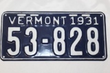 1931 Vermont License Plate 53-828