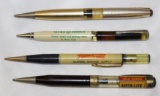 Group of 4 Advertising Pens and Pencils Piston Spark Plug Oil Can