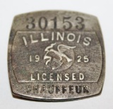 1925 Illinois Registered Chauffeur Pin Badge
