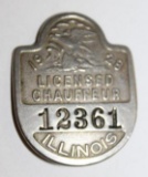 1928 Illinois Registered Chauffeur Pin Badge