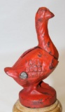 Red Goose Shoes Advertising Cast Iron Bank Radiator Mascot Hood Ornament