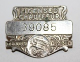 1931 Illinois Registered Chauffeur Pin Badge