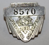 1933 Illinois Registered Chauffeur Pin Badge
