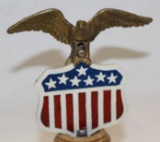 1920's American Shield Gold Eagle Radiator Mascot Hood Ornament