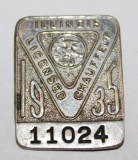 1935 Illinois Registered Chauffeur Pin Badge