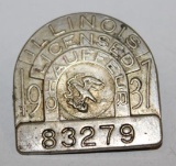 1937 Illinois Registered Chauffeur Pin Badge