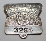 1938 Illinois Registered Chauffeur Pin Badge