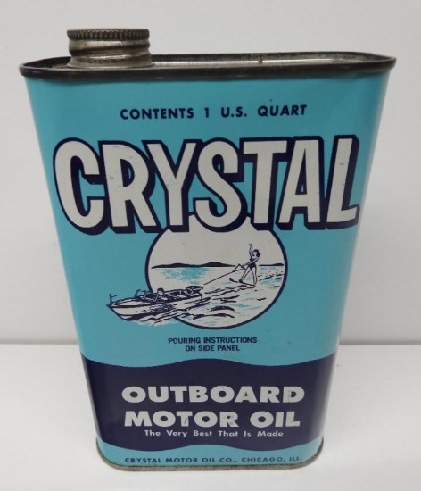 Crystal Outboard Motor Oil Flat Quart Can